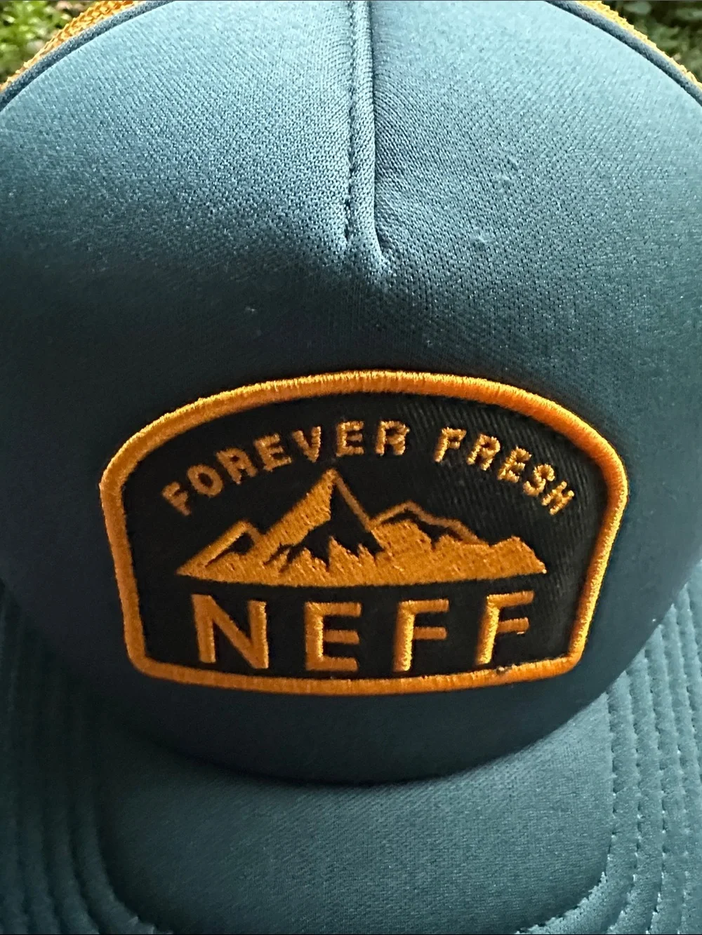 Neff Teal and Mustard Forever Fresh Trucker Hat